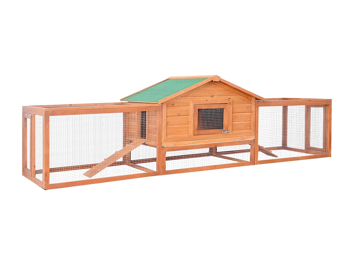 Clapier cage à lapins rongeurs XXL étage toit bitumé tiroir déjection 3,09L x 0,79l x 0,86H m bois massif pin pré-huilé