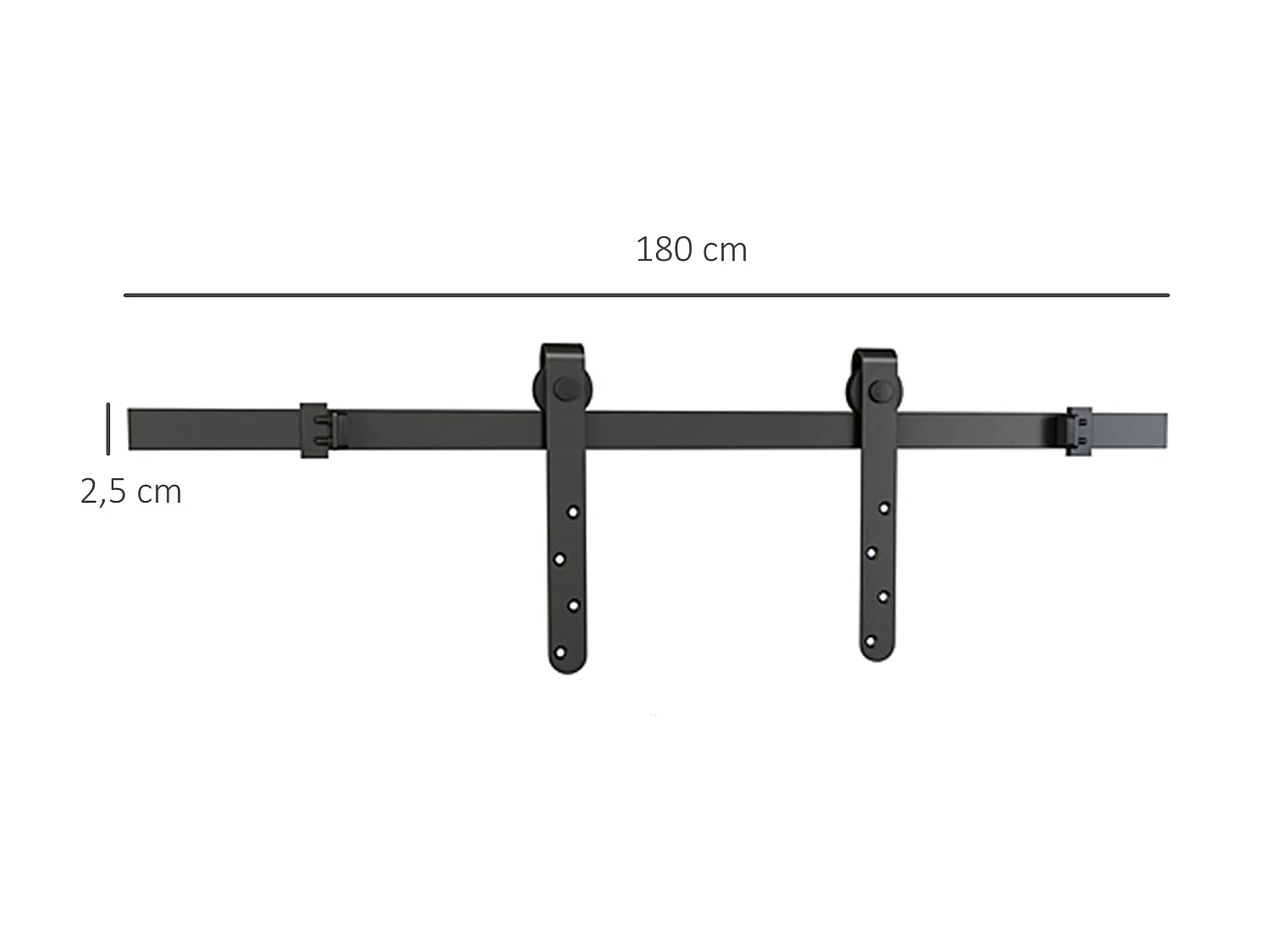 HOMCOM Kit de porte coulissante système galandage avec porte épaisseur 20-25 mm largeur max. 0,9 m charge max. 20 Kg acier noir