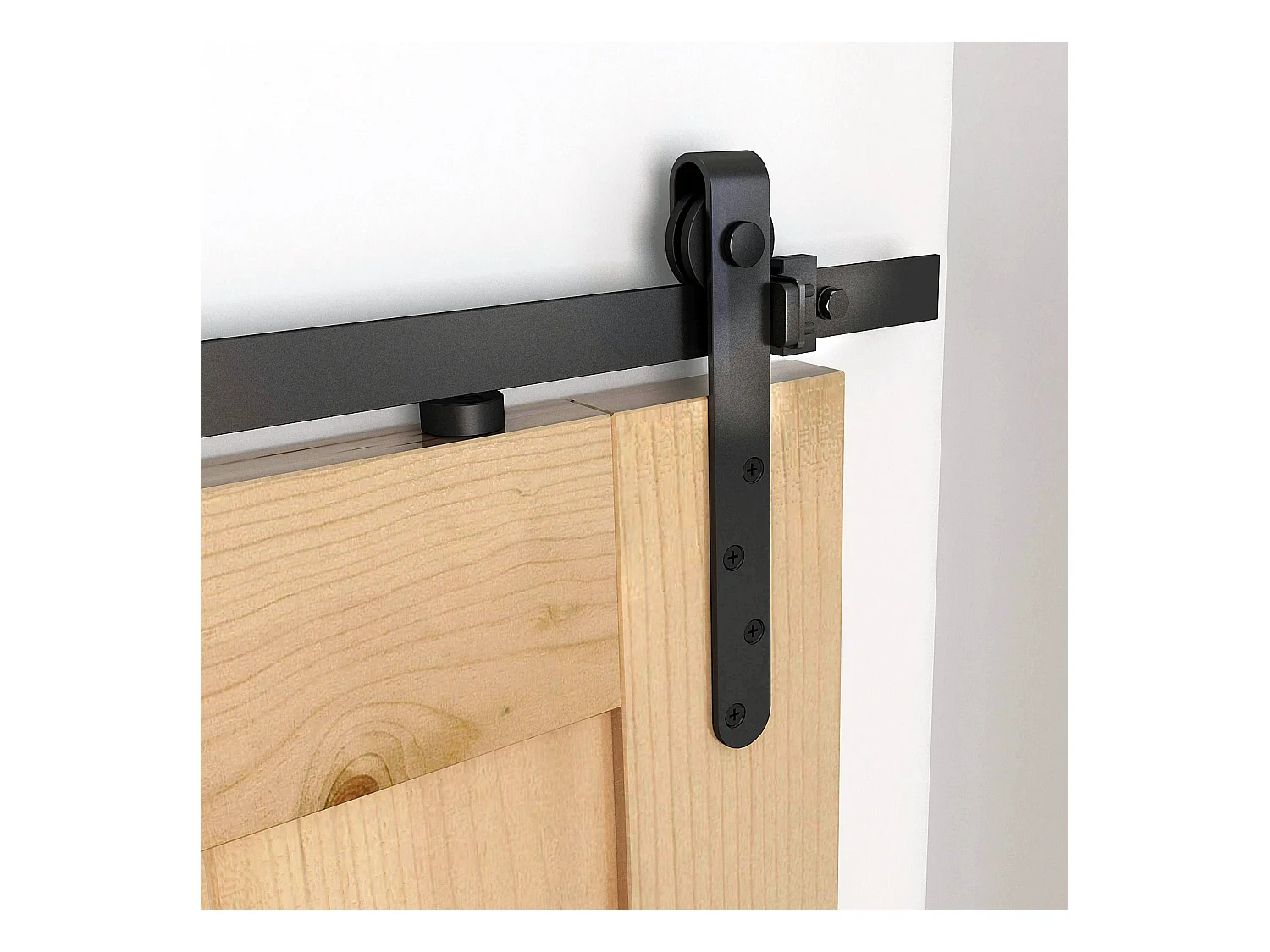 HOMCOM Kit de porte coulissante système galandage avec porte épaisseur 20-25 mm largeur max. 0,9 m charge max. 20 Kg acier noir