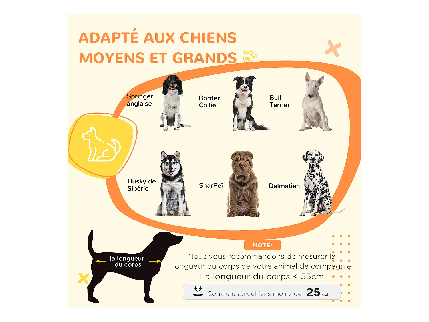 Cage pour chien sur pied - 2 portes verrouillables, coussin déhoussable inclus - acier filaire noir panneaux aspect bois clair