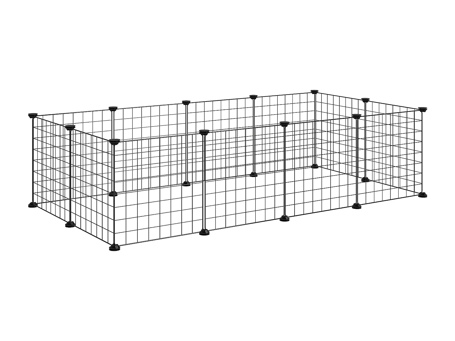 Cage parc enclos pour animaux domestiques L 106 x l 73 x H 36 cm bords arrondis fil métallique noir 55