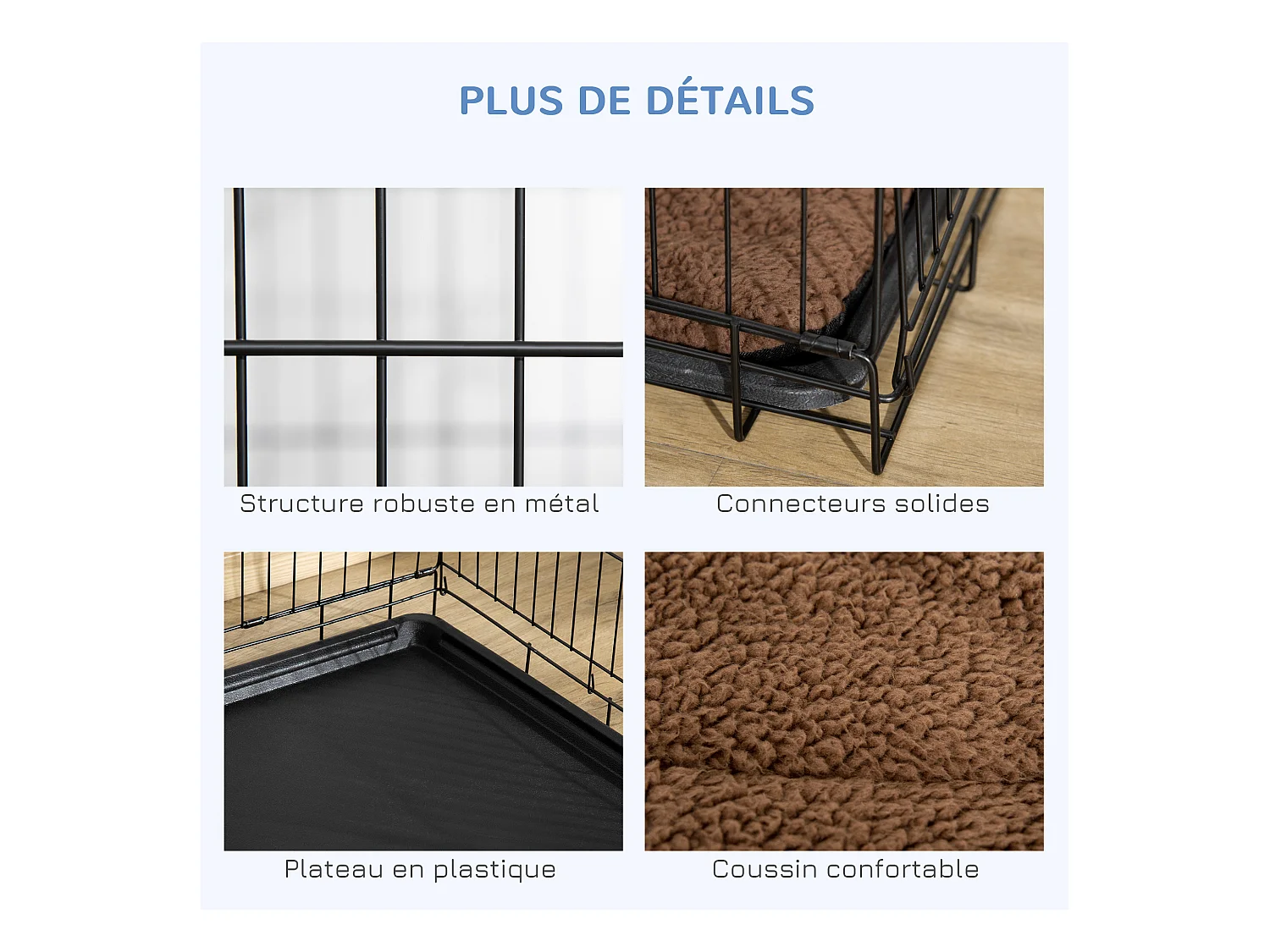 Cage de transport pliante pour chien poignée, plateau amovible, coussin fourni 76 x 53 x 57 cm noir