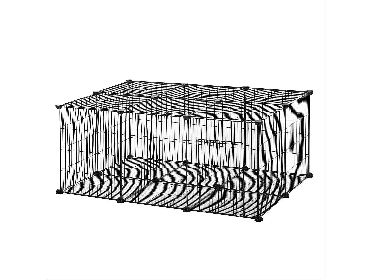 Cage parc enclos rongeurs modulable dim. L 105 x l 70 x H 45 cm 1 porte fil métallique noir