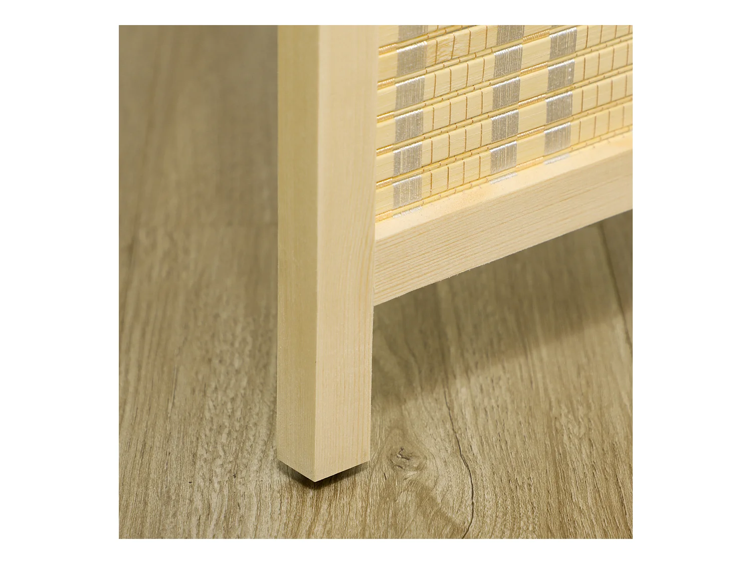 Paravent intérieur séparateur de pièce pliable 4 panneaux dim. 180L x 180H cm bois pin bambou coton naturel