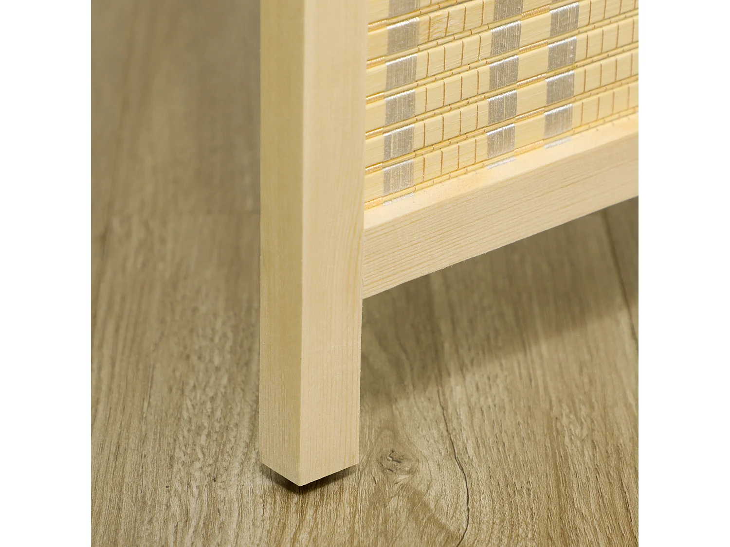 Paravent intérieur séparateur de pièce pliable 4 panneaux dim. 180L x 180H cm bois pin bambou coton naturel