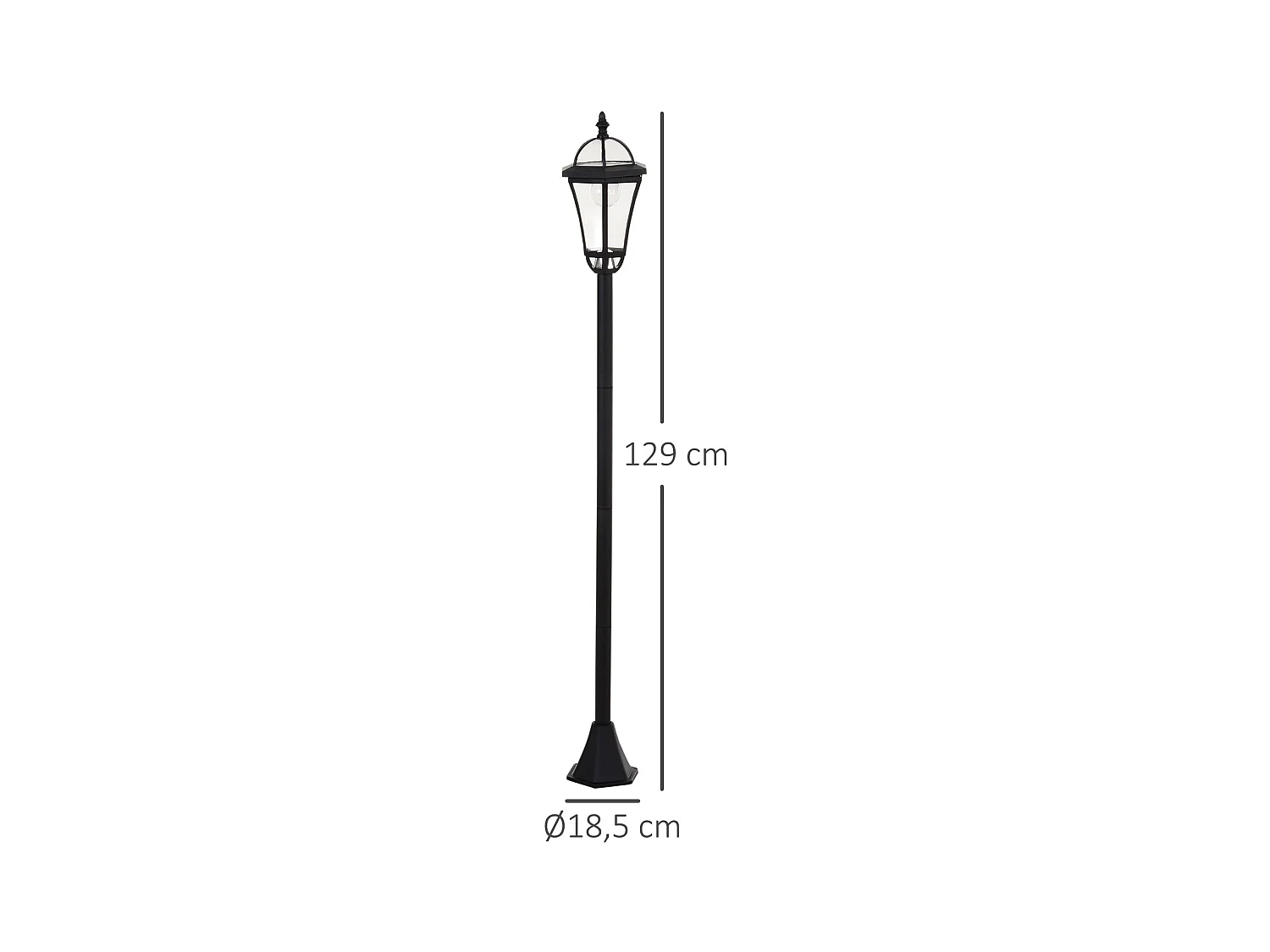 Lot de 2 luminaires extérieurs solaires lampadaires lanternes classiques LED 15 Lm Ø 18,5 x 129H cm noir