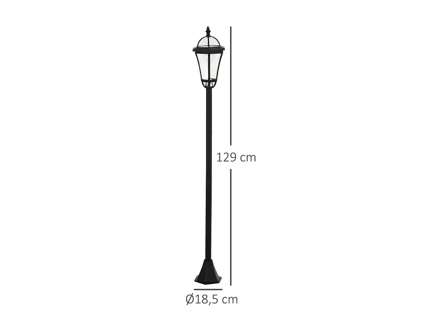 Lot de 2 luminaires extérieurs solaires lampadaires lanternes classiques LED 15 Lm Ø 18,5 x 129H cm noir
