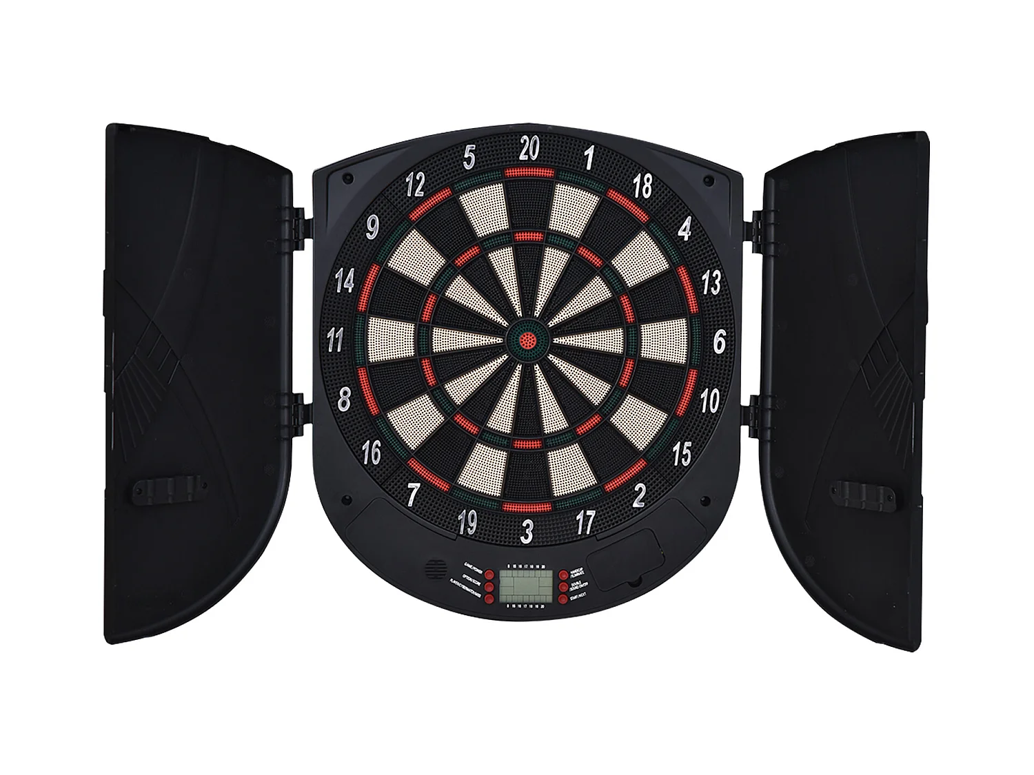 Cible jeu de fléchettes électronique refermable 26 jeux jusqu'à 8 joueurs affichage LCD haut-parleur noir