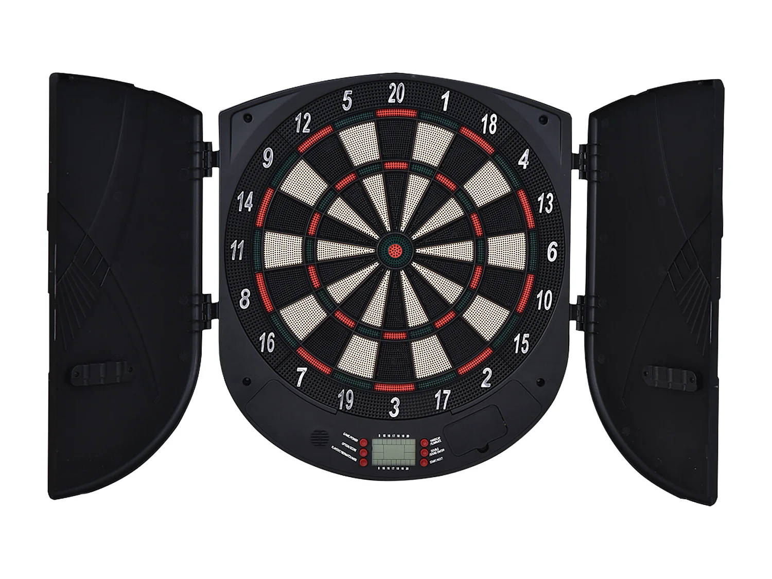 Cible jeu de fléchettes électronique refermable 26 jeux jusqu'à 8 joueurs affichage LCD haut-parleur noir