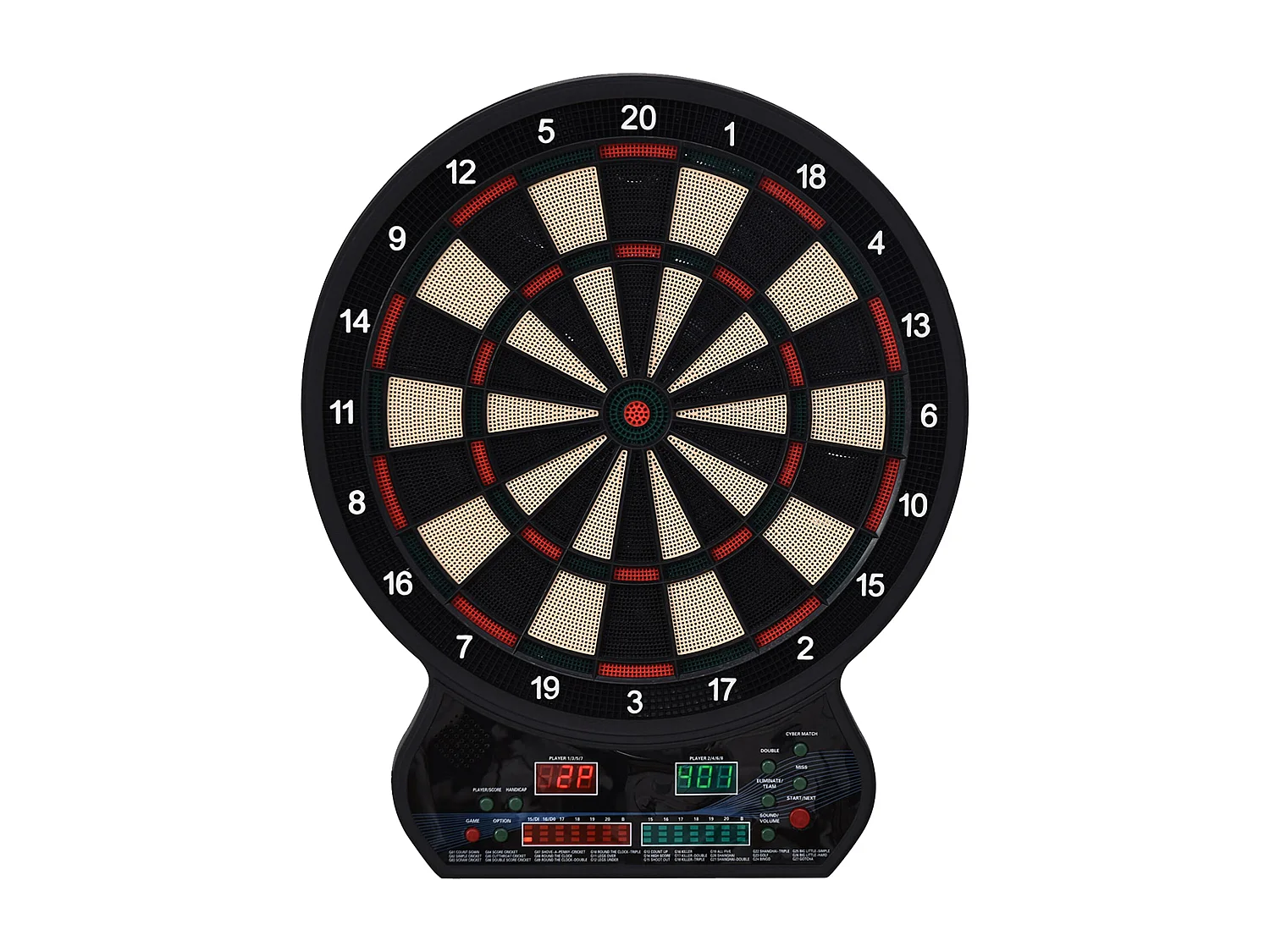 Cible jeu de fléchettes électronique 27 jeux principaux jusqu'à 8 joueurs affichage LED noir