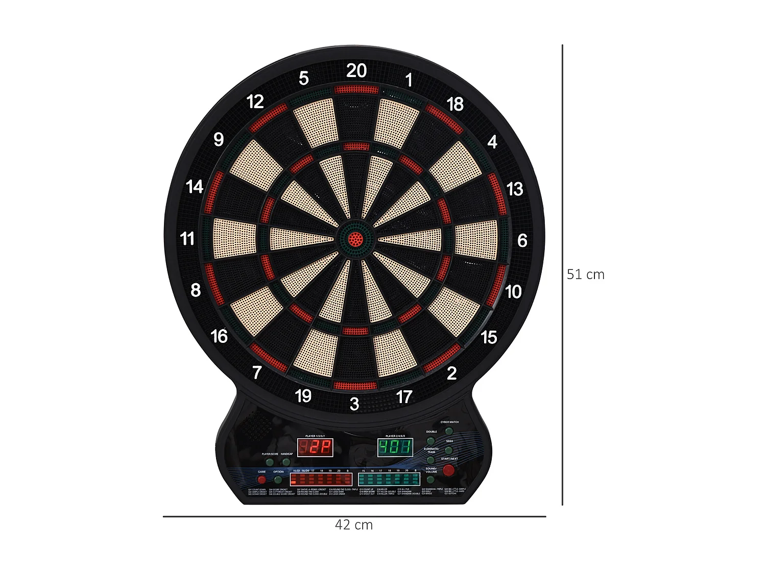 Cible jeu de fléchettes électronique 27 jeux principaux jusqu'à 8 joueurs affichage LED noir