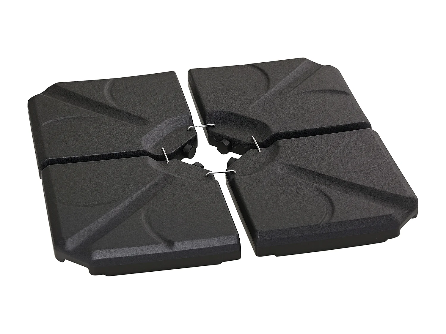 Pied de parasol lot de 4 dalles de lestage pour parasol déporté dim. tot. 103L x 103l x 8H cm HDPE texturé noir