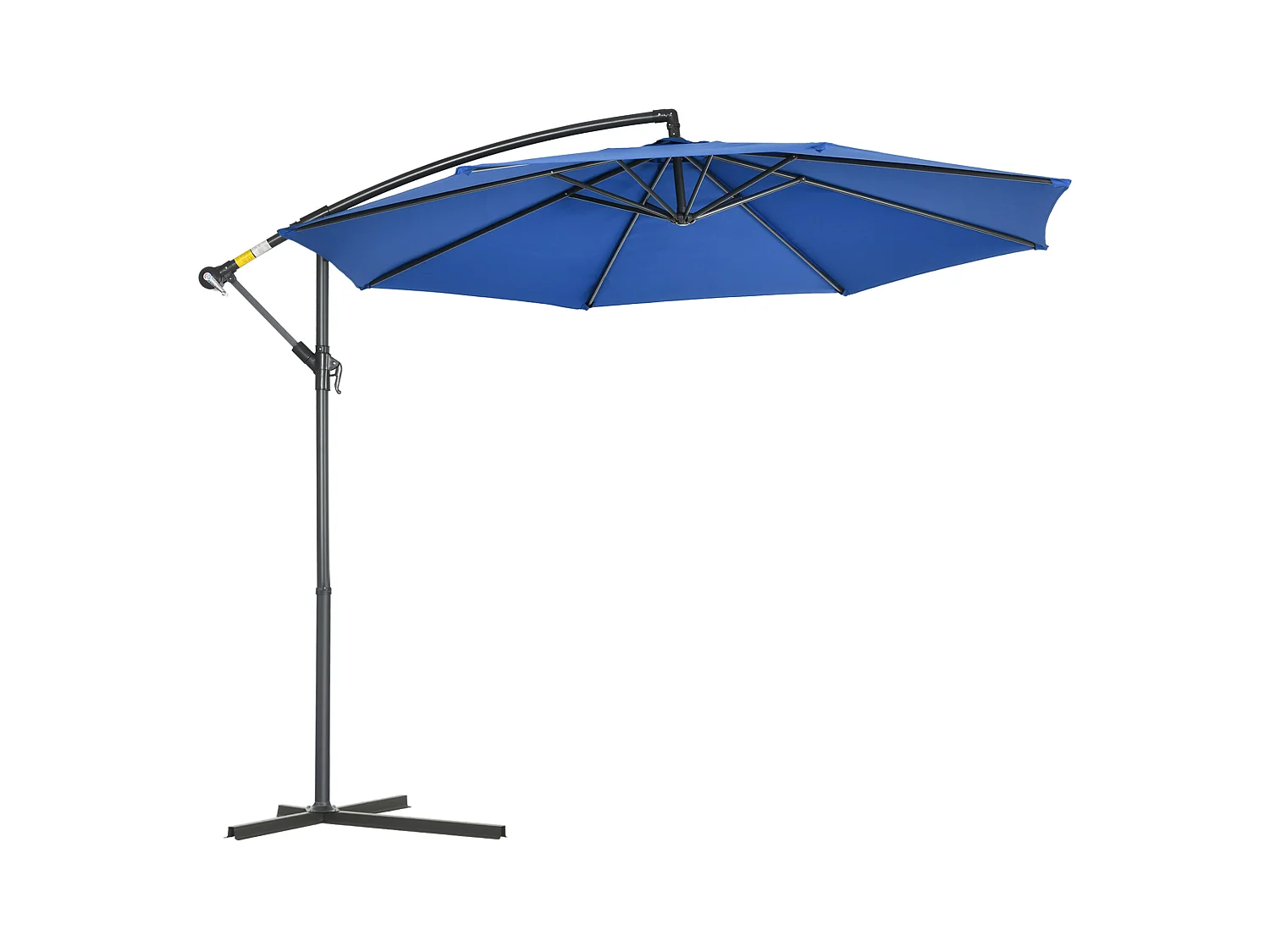 Parasol déporté octogonal inclinable rabattable diamètre 2,97 m parasol de jardin avec pied en croix bleu