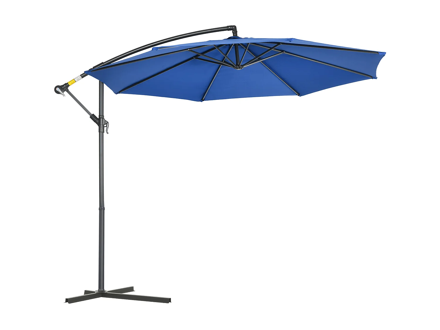 Parasol déporté octogonal inclinable rabattable diamètre 2,97 m parasol de jardin avec pied en croix bleu