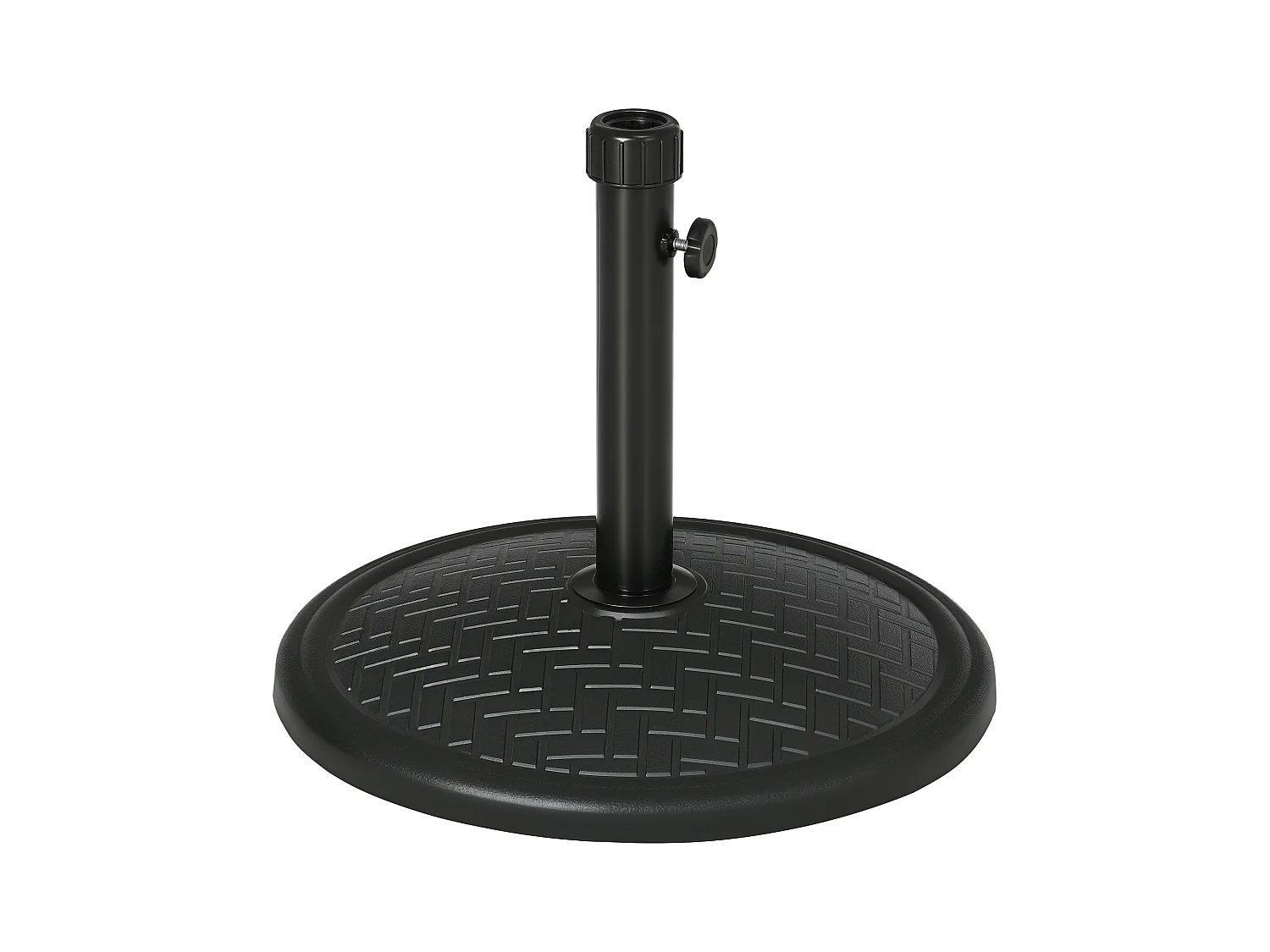 Pied de parasol rond base de lestage Ø 46 x 34 cm métal motif zig zag poids net 14 Kg noir