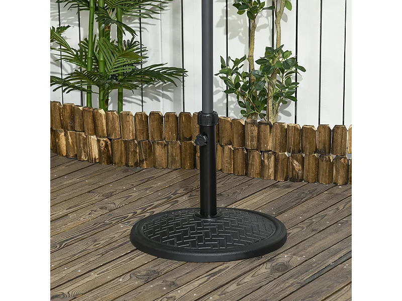 Pied de parasol rond base de lestage Ø 46 x 34 cm métal motif zig zag poids net 14 Kg noir