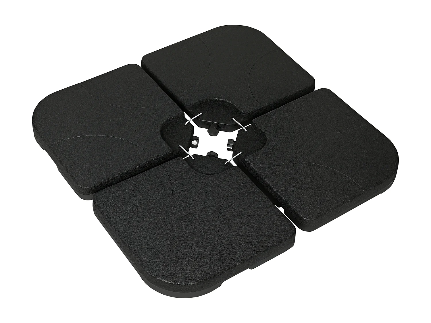 Pied de parasol lot de 4 dalles pour parasol à lester dim. tot. 104L x 104l x 7,5H cm HDPE noir