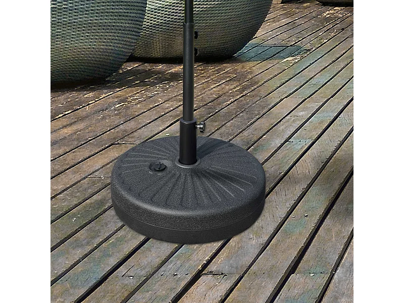 Pied de parasol rond base de lestage parasol Ø 51 x 30H cm HDPE motif rosace surface texturée noir