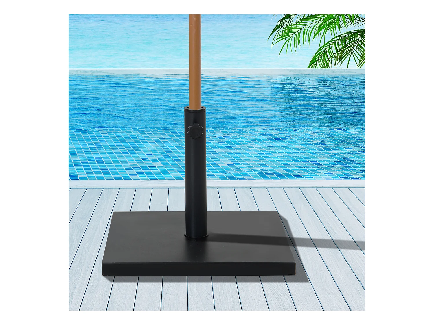 Pied de parasol base de lestage parasol carré dim. 40L x 40I x 43H cm poids net 11 Kg ciment métal noir