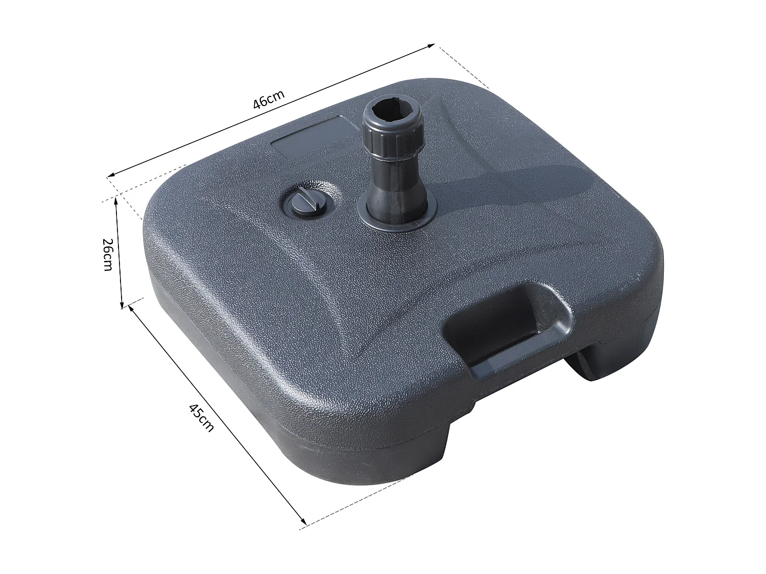 Pied de parasol rond base de lestage parasol dim. 46L x 45l x 26H cm HDPE noir