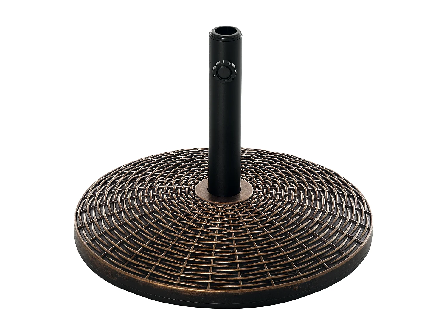 Pied de parasol rond base de lestage Ø 53 x 35,5 cm résine imitation rotin poids net 25 Kg noir bronze