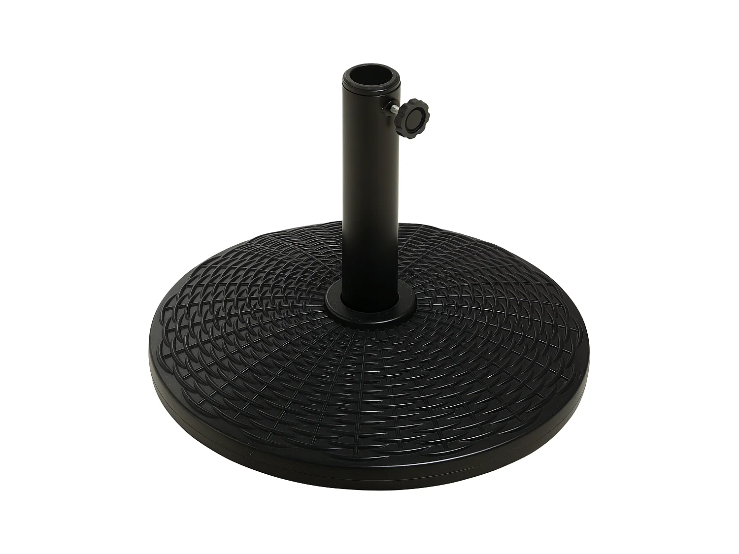 Pied de parasol rond base de lestage Ø 44 x 32 cm résine imitation rotin poids net 11 Kg noir