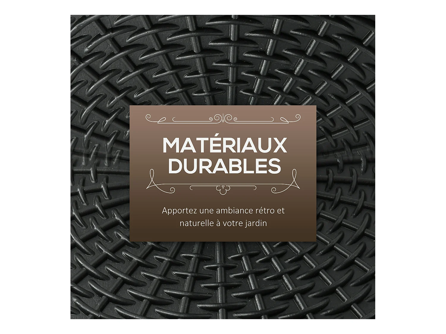 Pied de parasol rond base de lestage Ø 44 x 32 cm résine imitation rotin poids net 11 Kg noir