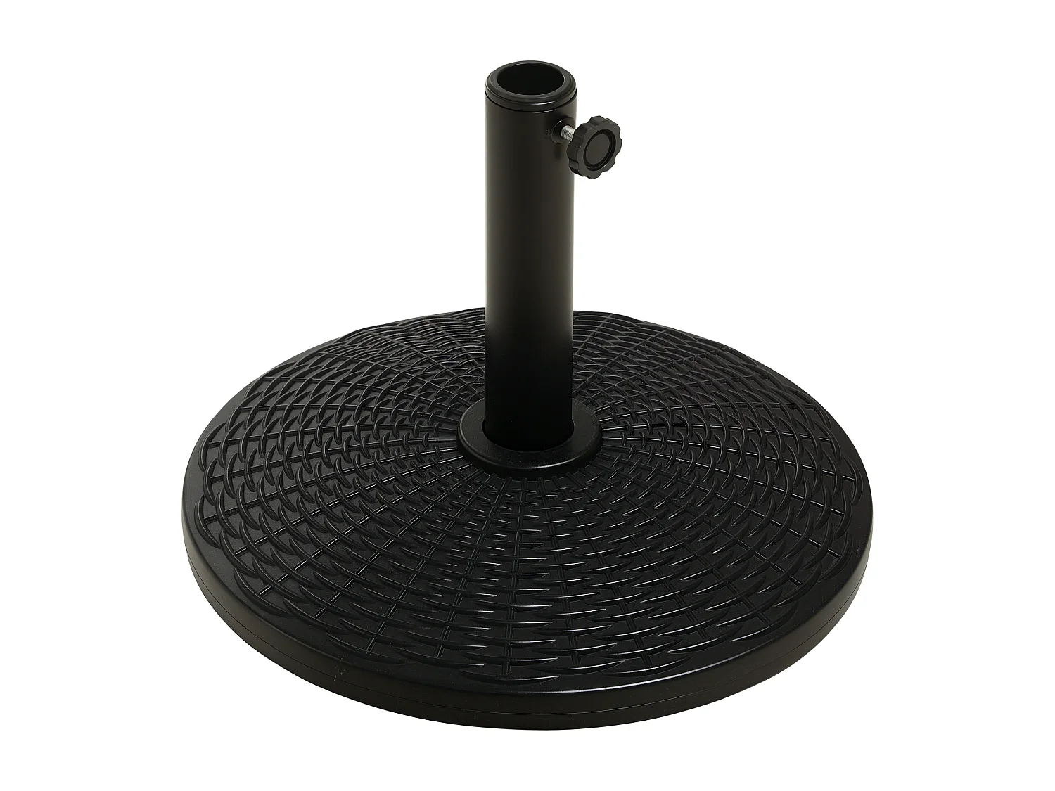 Pied de parasol rond base de lestage Ø 44 x 32 cm résine imitation rotin poids net 11 Kg noir