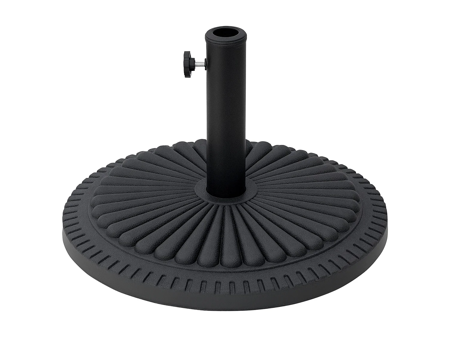 Pied de parasol base de lestage parasol rond ciment HDPE motif rosace Ø 49 cm poids net 15 Kg noir