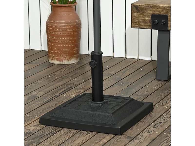 Pied de parasol carré base de lestage résine aspect rotin tressé poids net 12 Kg noir