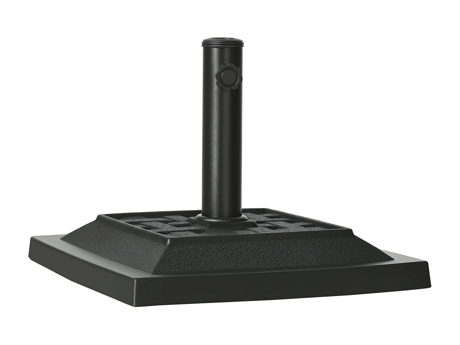 Pied de parasol carré base de lestage résine aspect rotin tressé poids net 12 Kg noir