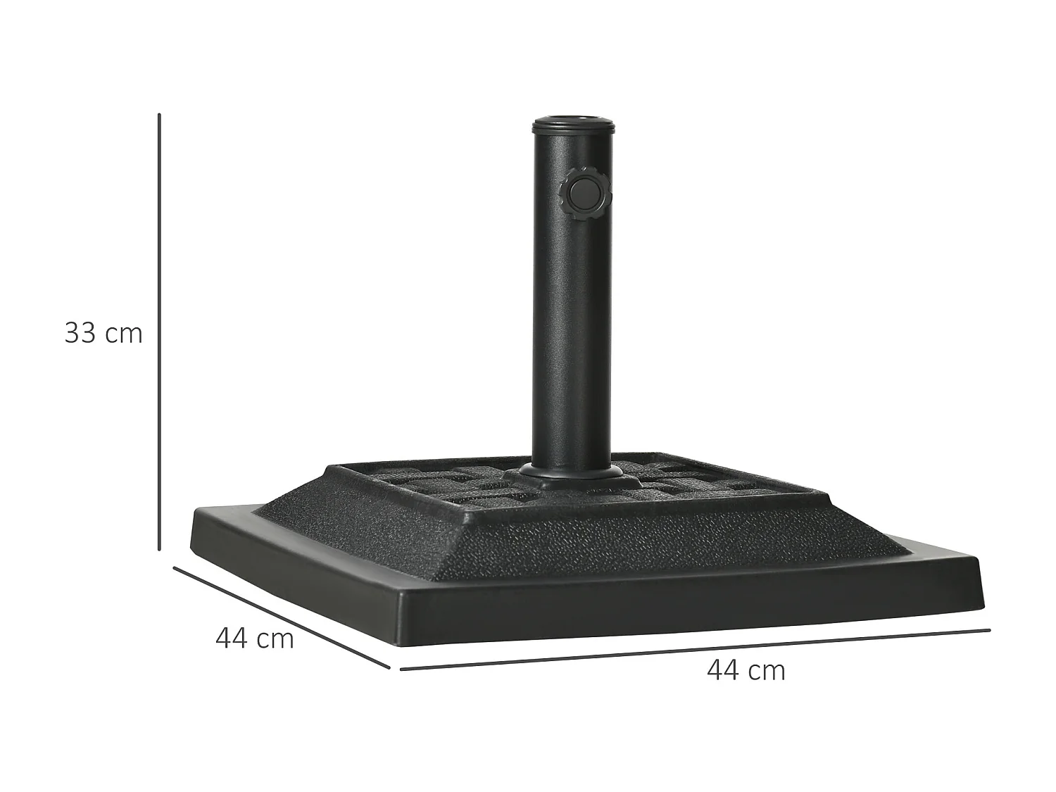 Pied de parasol carré base de lestage résine aspect rotin tressé poids net 12 Kg noir