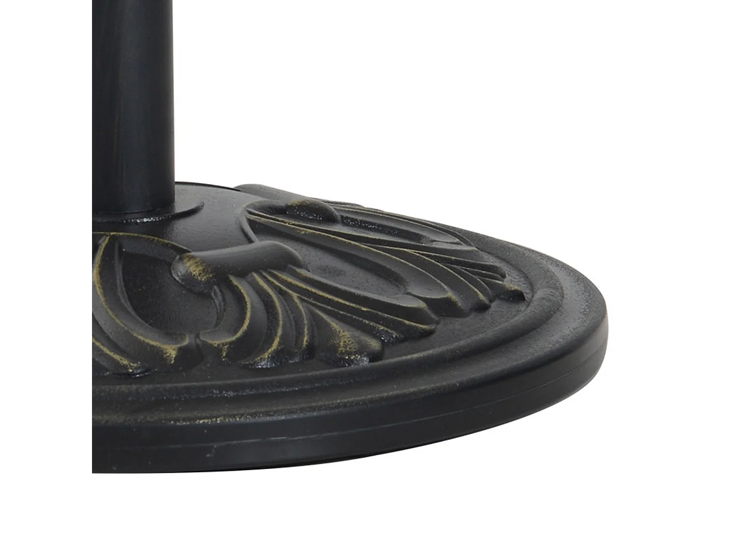Pied de parasol rond base de lestage Ø 48 x 34H cm ciment HDPE motif fleurs de lys poids net 13 Kg noir doré