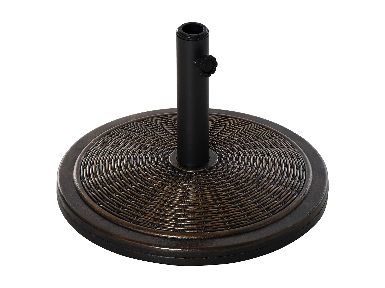 Pied de parasol rond base de lestage Ø 48 x 34 cm résine imitation rotin poids net 14 Kg noir bronze