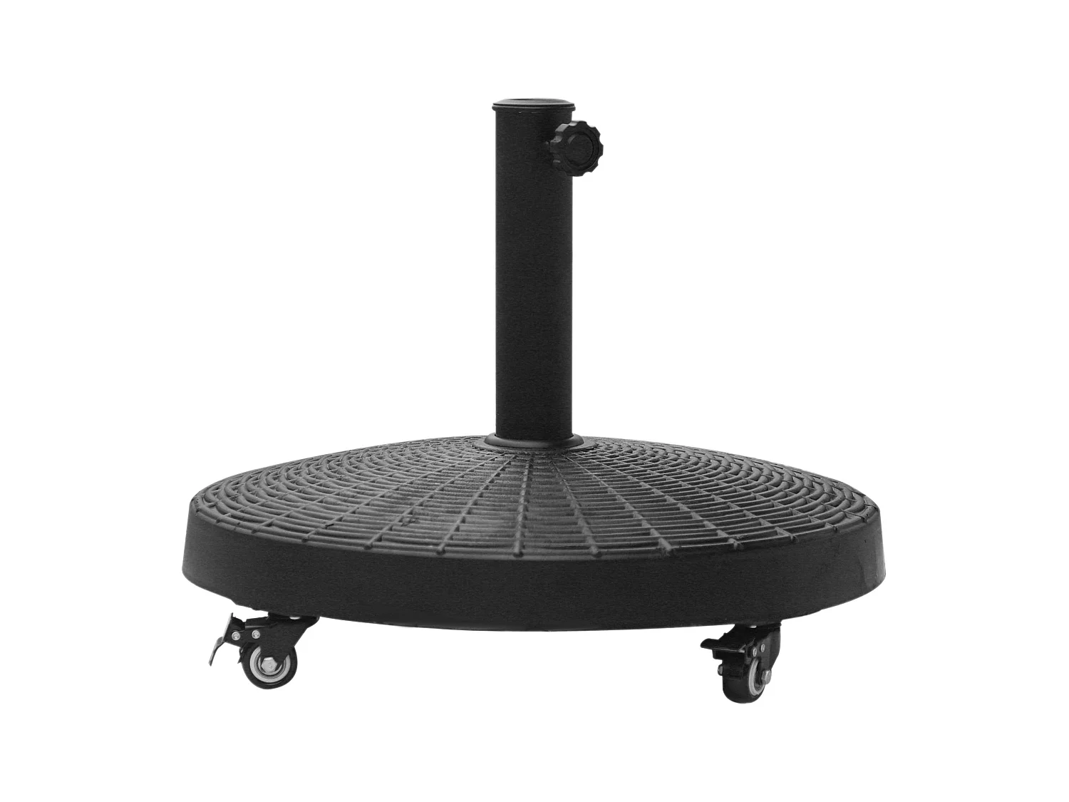 Pied de parasol base de lestage rond poids net 22,7kg en résine avec 4 roulettes - dim. Ø 52 x 41H cm - noir