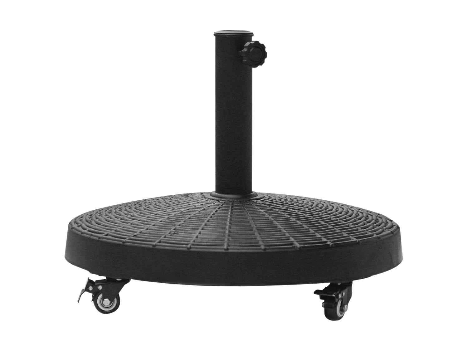 Pied de parasol base de lestage rond poids net 22,7kg en résine avec 4 roulettes - dim. Ø 52 x 41H cm - noir