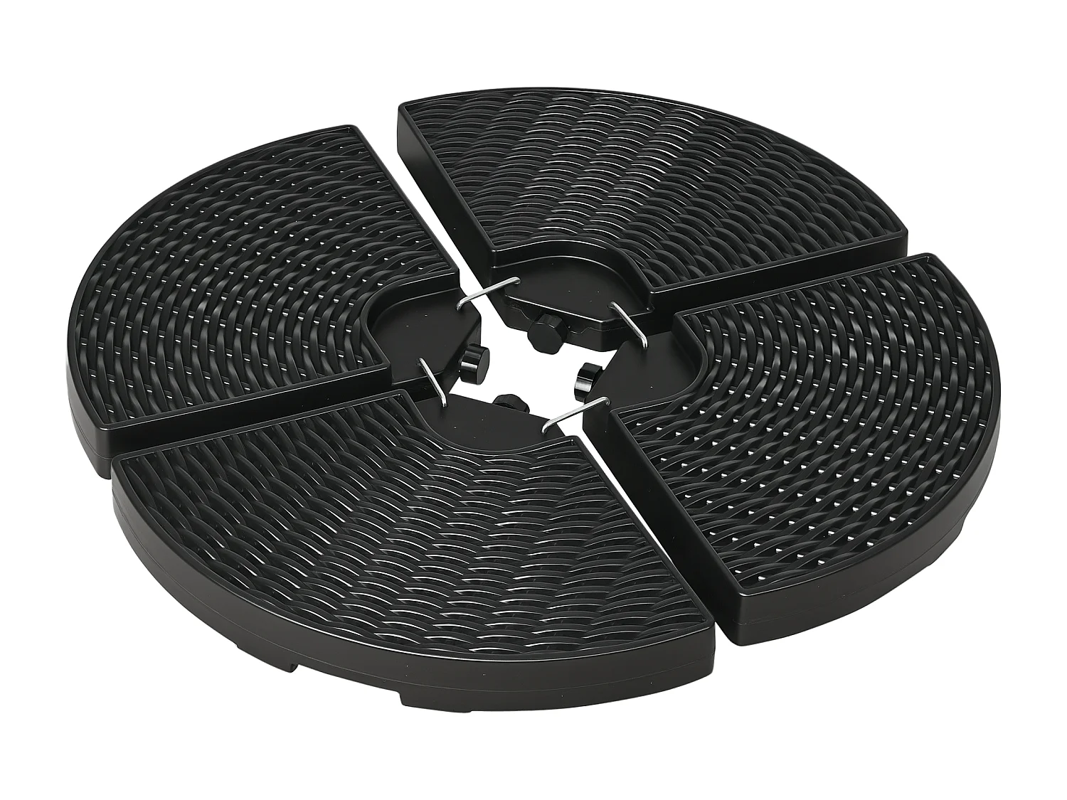 Pied de parasol lot de 4 dalles pour parasol à lester dim. tot. 100L x 100l x 8H cm HDPE aspect rotin noir