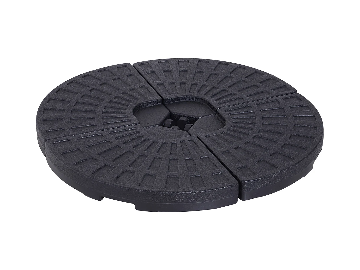 Lot de 4 poids de lestage pour parasols déportés dim. totales 48L x 48l x 8H cm polyéthylène haute densité noir