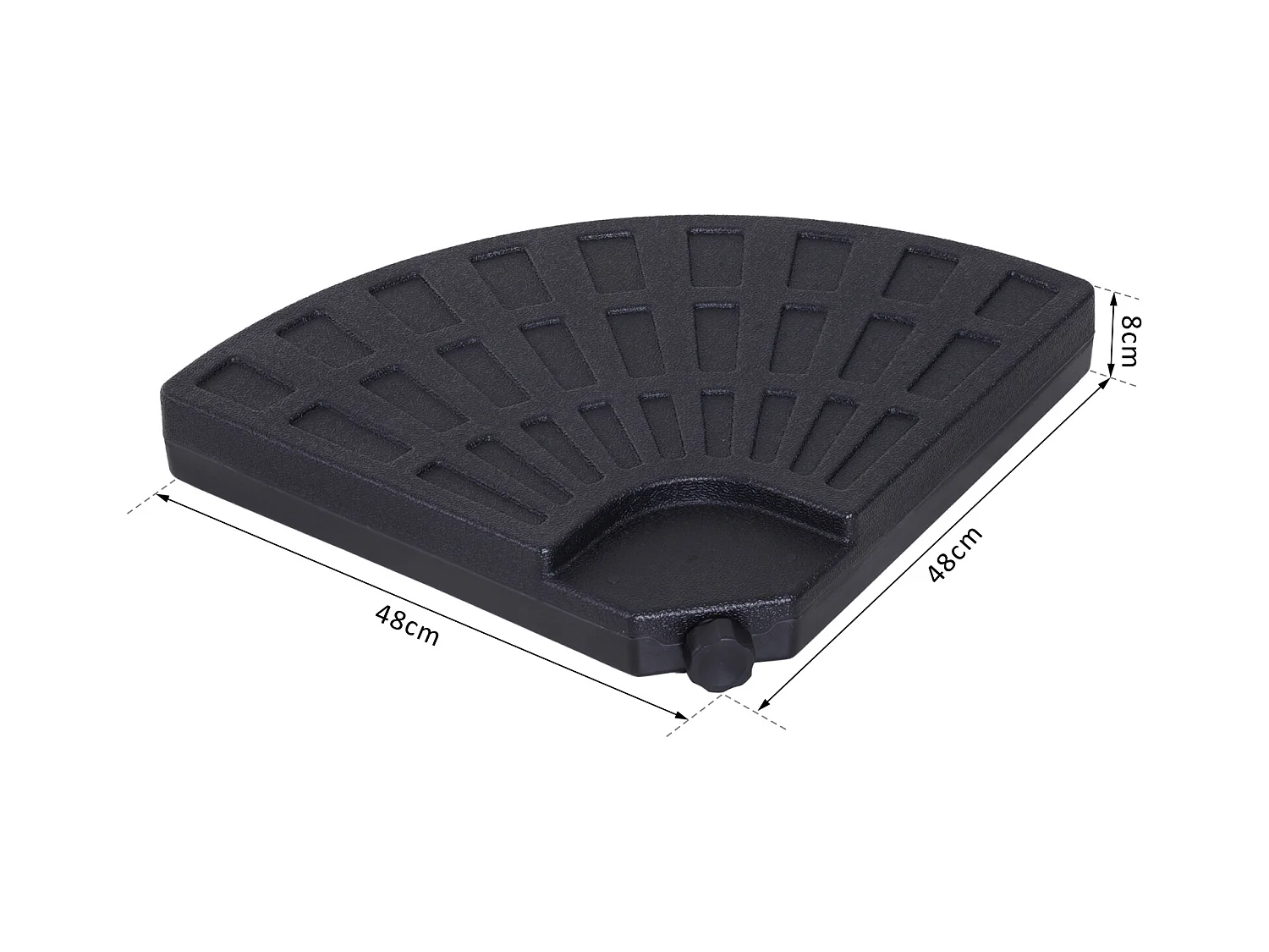 Lot de 4 poids de lestage pour parasols déportés dim. totales 48L x 48l x 8H cm polyéthylène haute densité noir