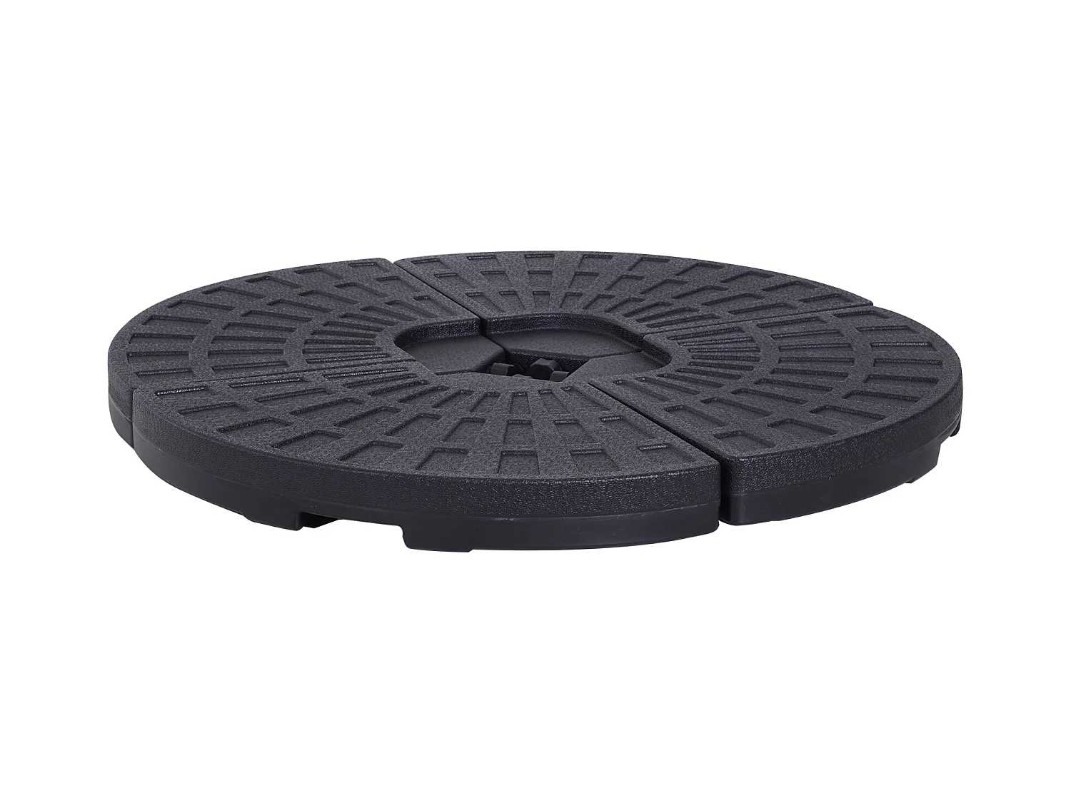 Lot de 4 poids de lestage pour parasols déportés dim. totales 48L x 48l x 8H cm polyéthylène haute densité noir