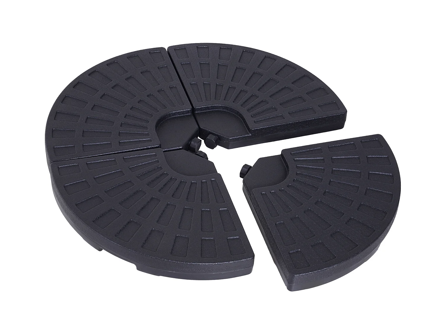 Lot de 4 poids de lestage pour parasols déportés dim. totales 48L x 48l x 8H cm polyéthylène haute densité noir