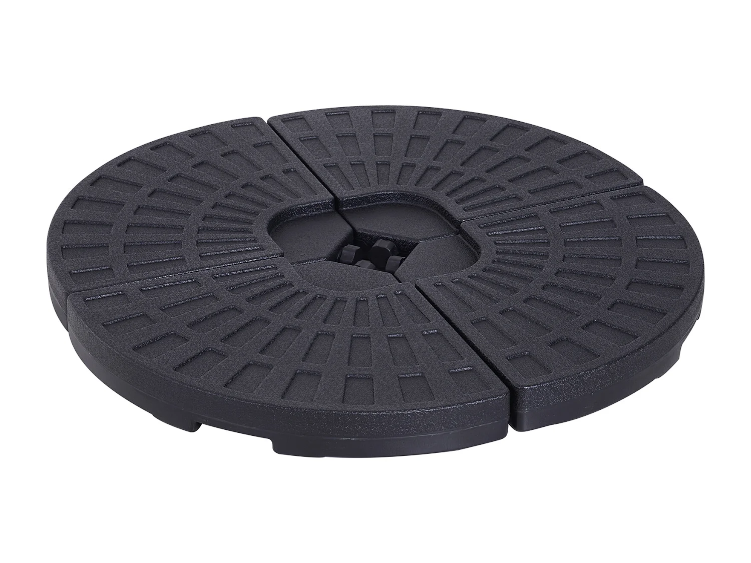 Lot de 4 poids de lestage pour parasols déportés dim. totales 48L x 48l x 8H cm polyéthylène haute densité noir