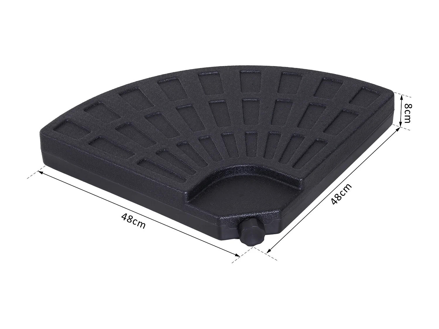 Lot de 4 poids de lestage pour parasols déportés dim. totales 48L x 48l x 8H cm polyéthylène haute densité noir