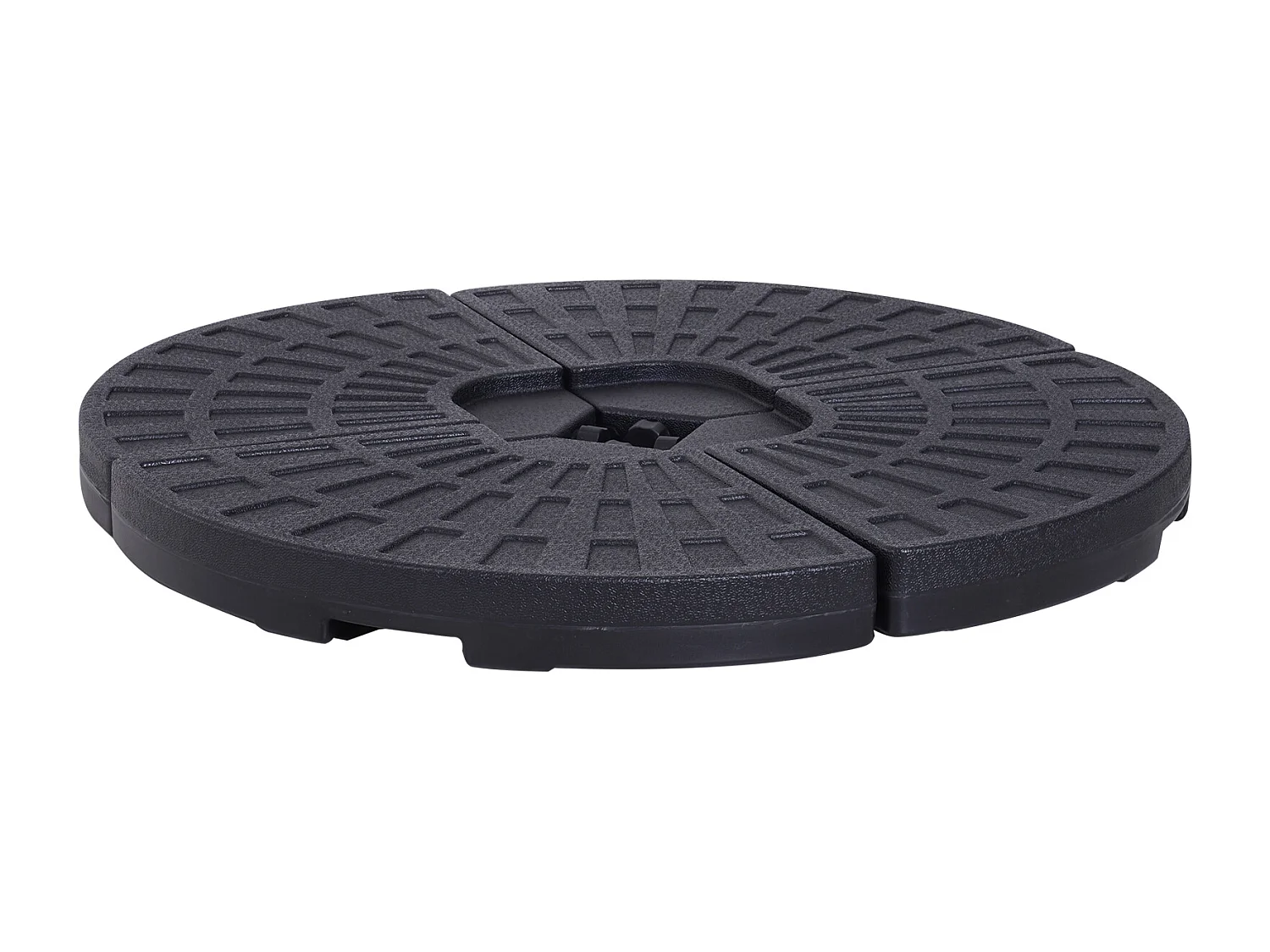 Lot de 4 poids de lestage pour parasols déportés dim. totales 48L x 48l x 8H cm polyéthylène haute densité noir