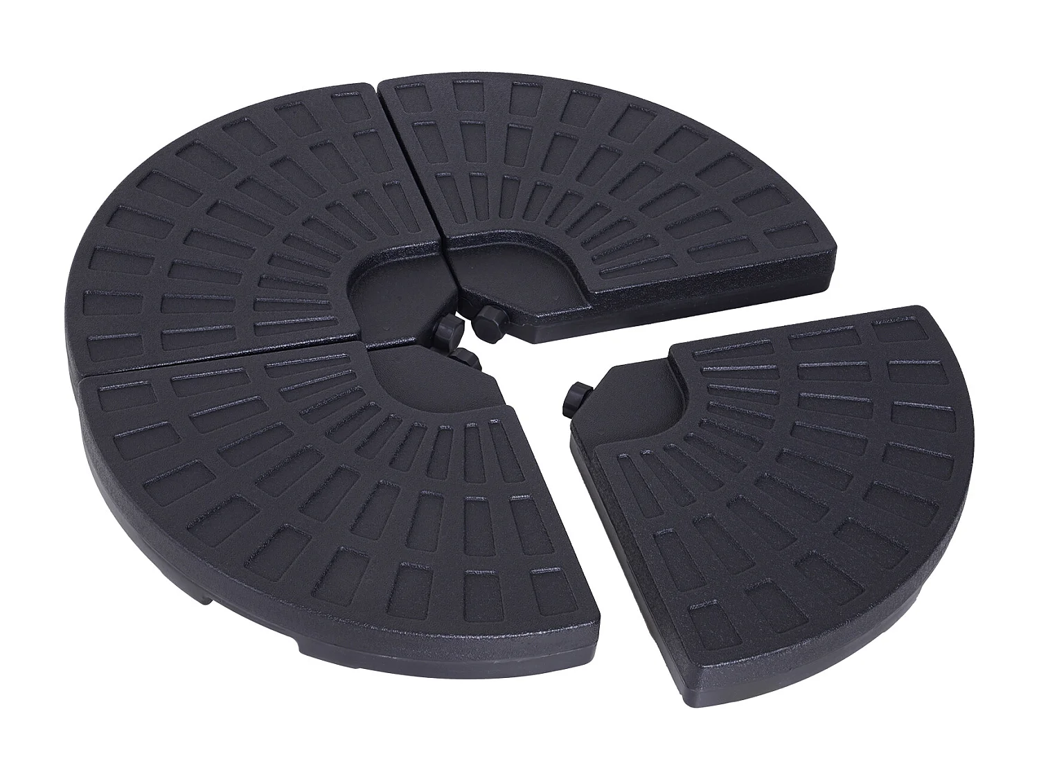 Lot de 4 poids de lestage pour parasols déportés dim. totales 48L x 48l x 8H cm polyéthylène haute densité noir