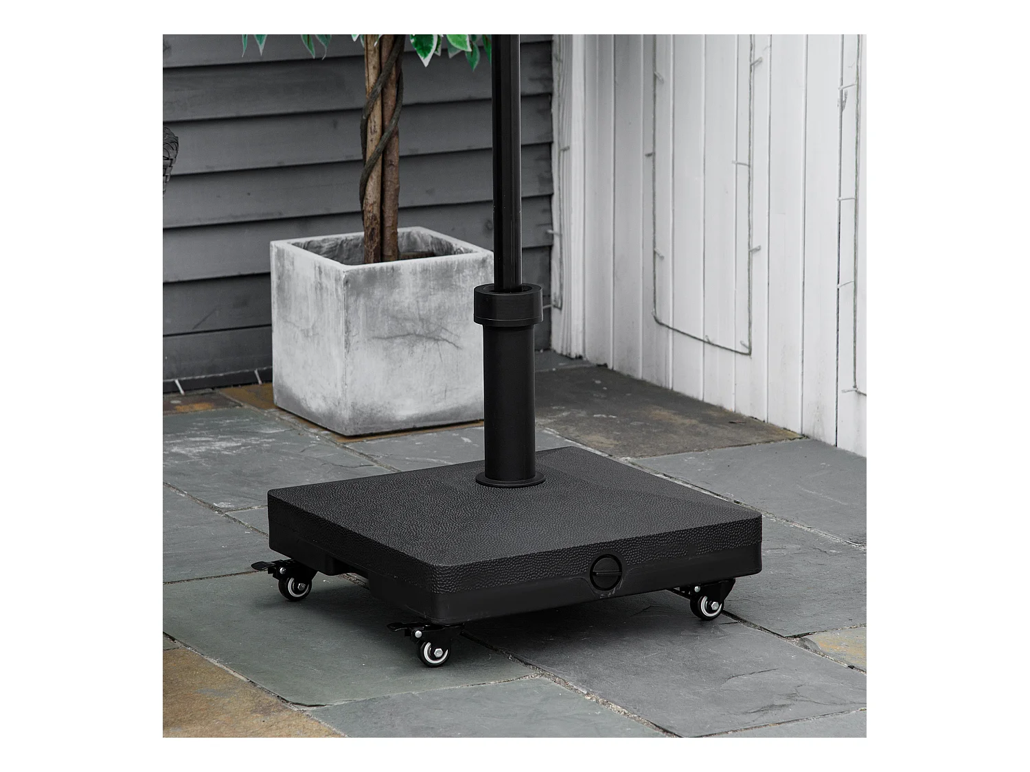 Pied de parasol base de lestage parasol carré HDPE surface granuleuse noir