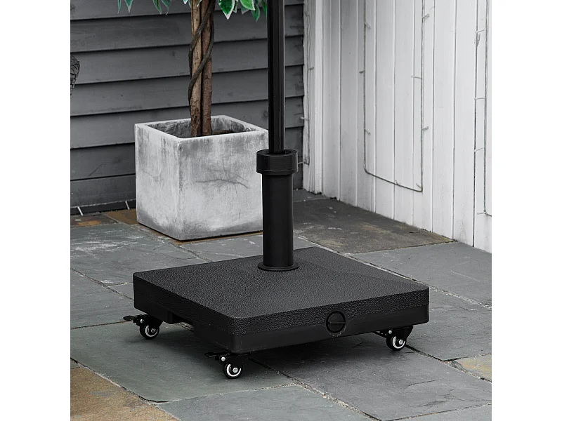 Pied de parasol base de lestage parasol carré HDPE surface granuleuse noir