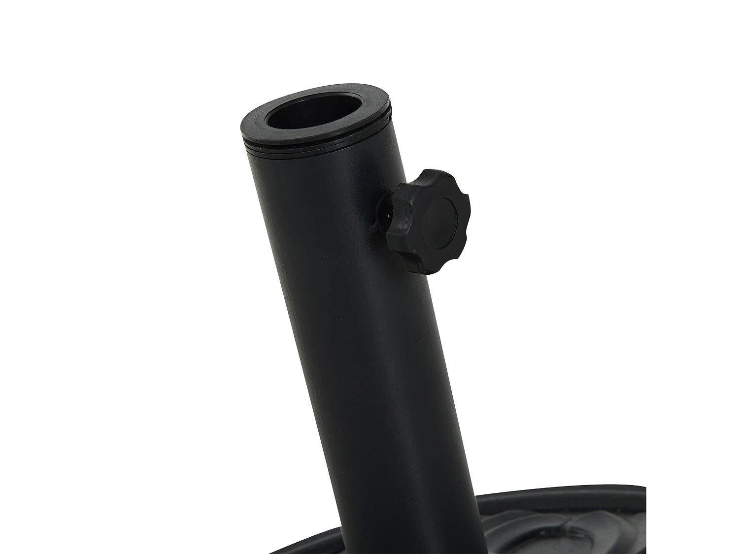 Pied de parasol rond base de lestage Ø 48 x 34H cm ciment HDPE motif fleurs de lys poids net 13 Kg noir