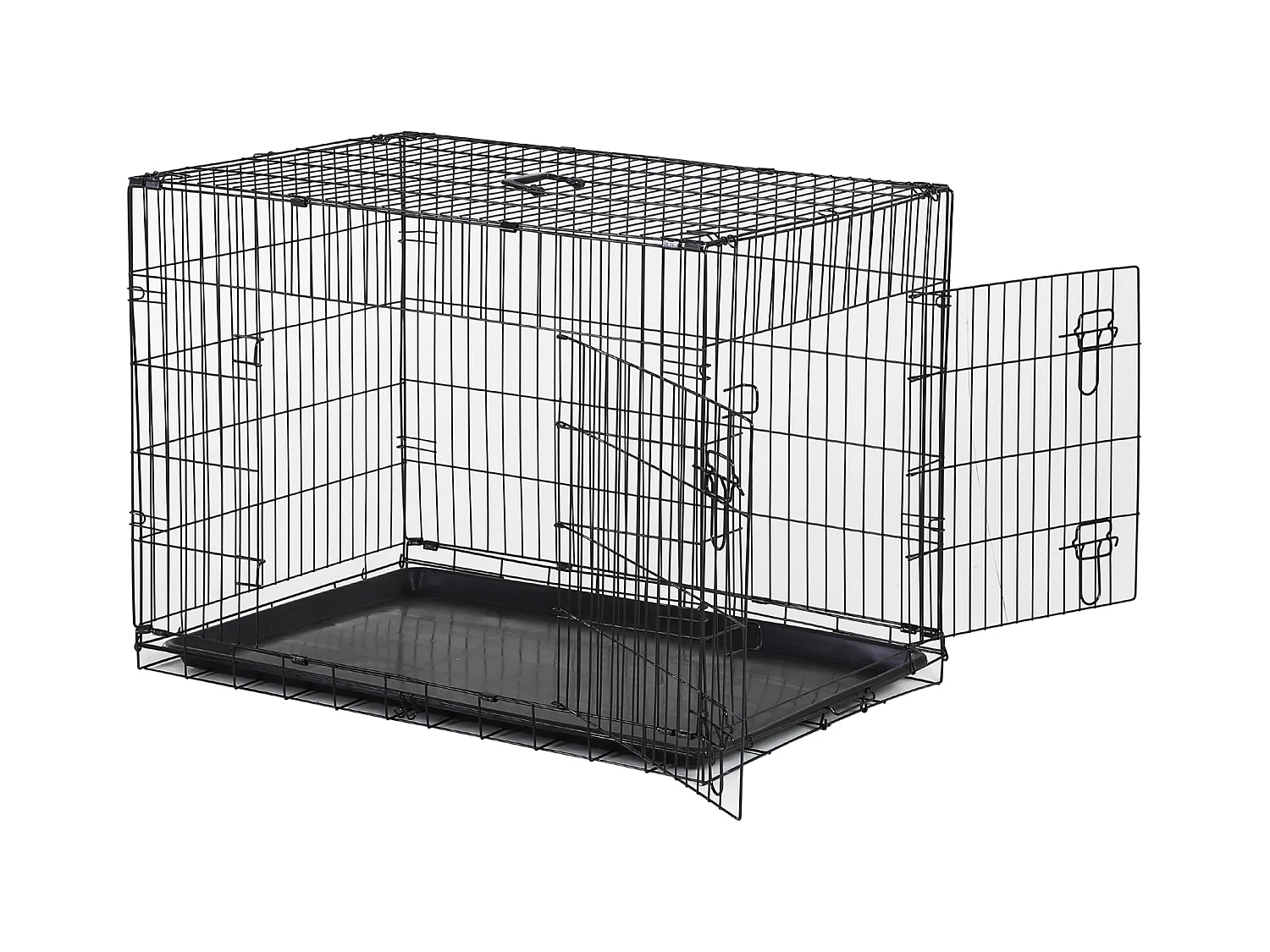 Cage caisse de transport pliante pour chien en métal noir 91 x 61 x 67 cm