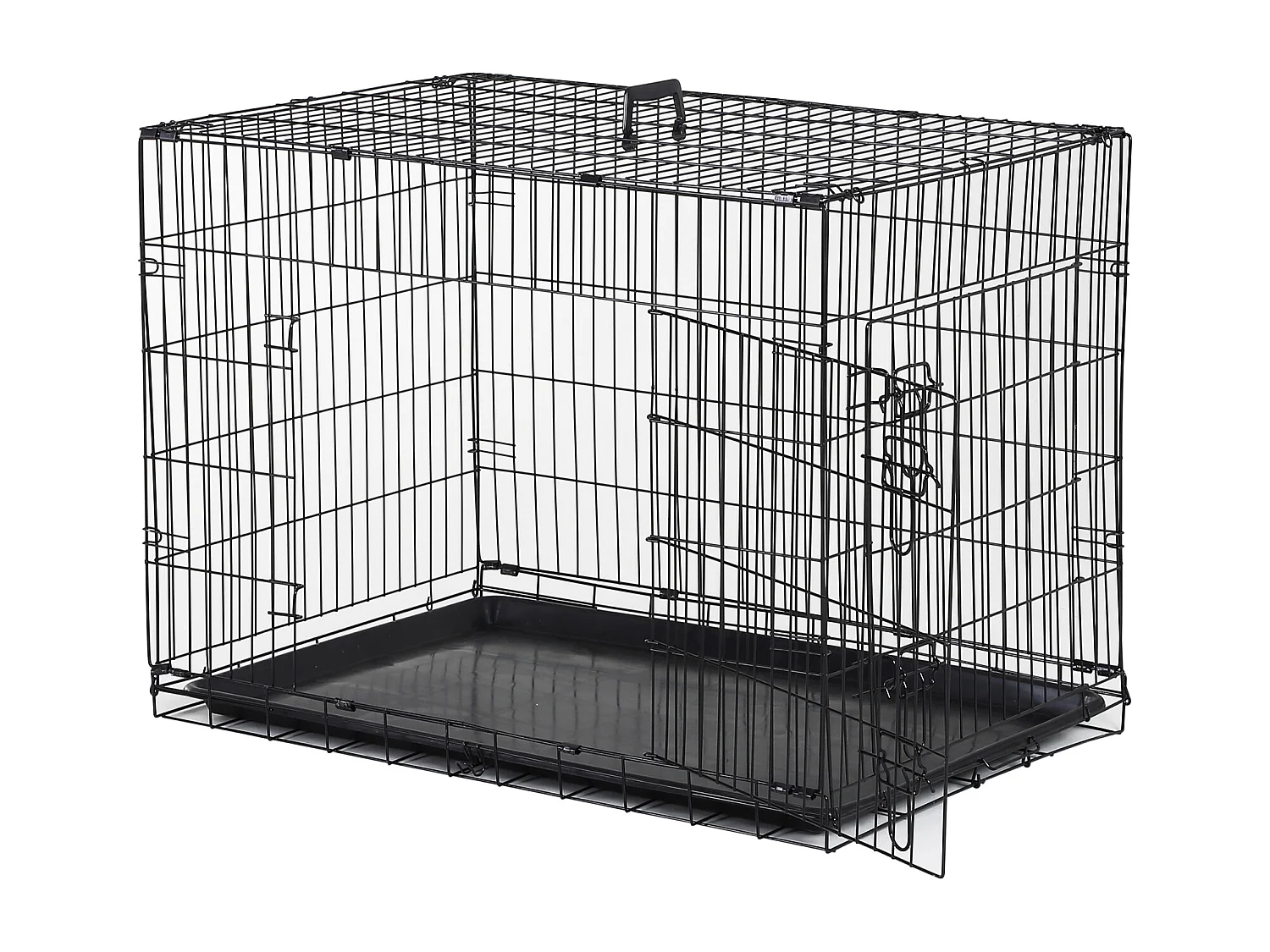 Cage caisse de transport pliante pour chien en métal noir 91 x 61 x 67 cm